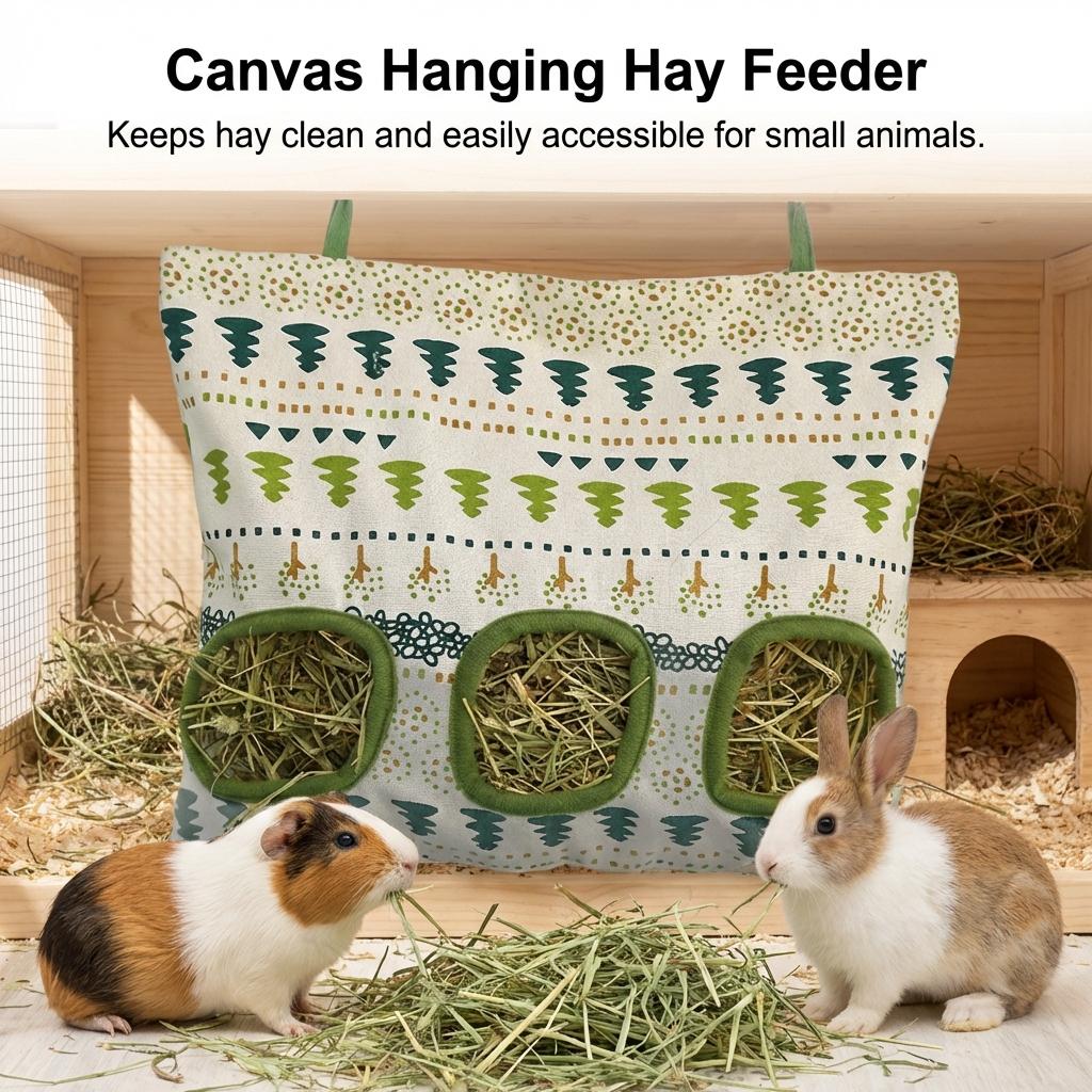 Hay Bag Hanging Pouch Feeder Holder Feeding Dispenser Container For Rabbit Guinea Pig Small Pet Animals Feeder Bag