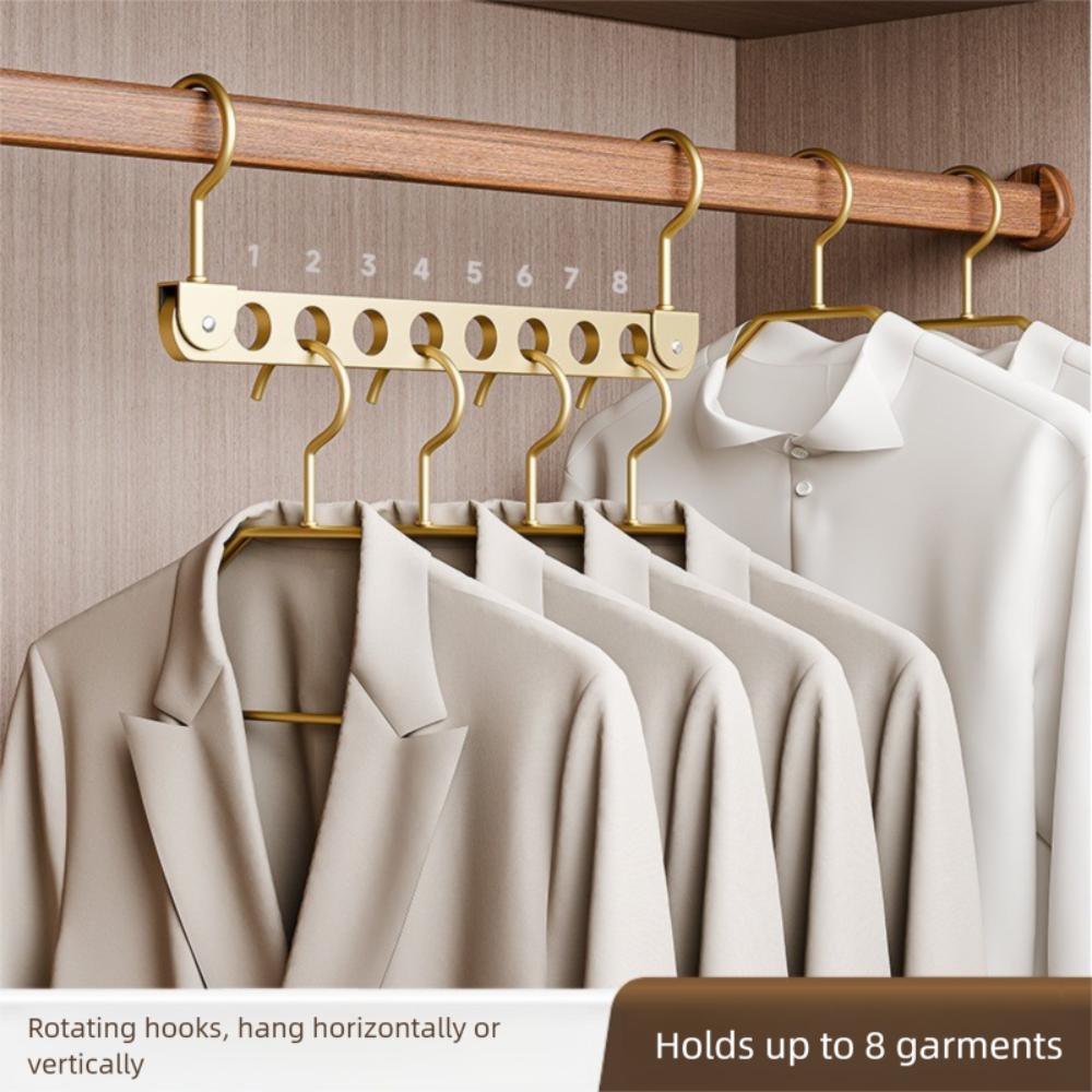 6/8 Holes Storage Rack Rotatable Foldable Wardrobe Space Saver Metal Material Space Saving Design Hook Rack Closet Storage
