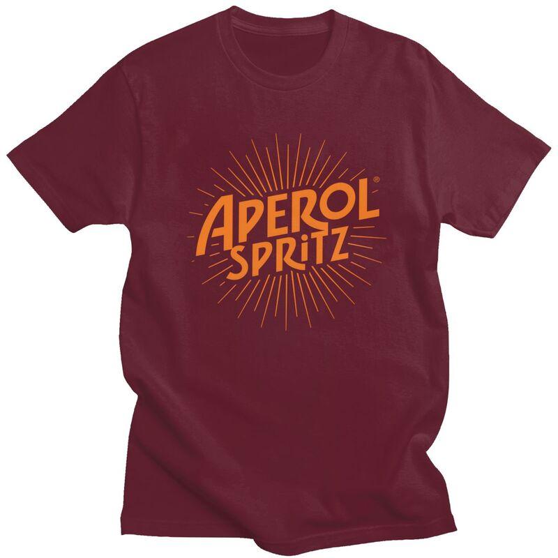 T-shirt da uomo a maniche corte in puro cotone, T-shirt casual, Top Streetwear, T-shirt, Cocktail personalizzato, Drink all'arancia, Spritz, Aperol