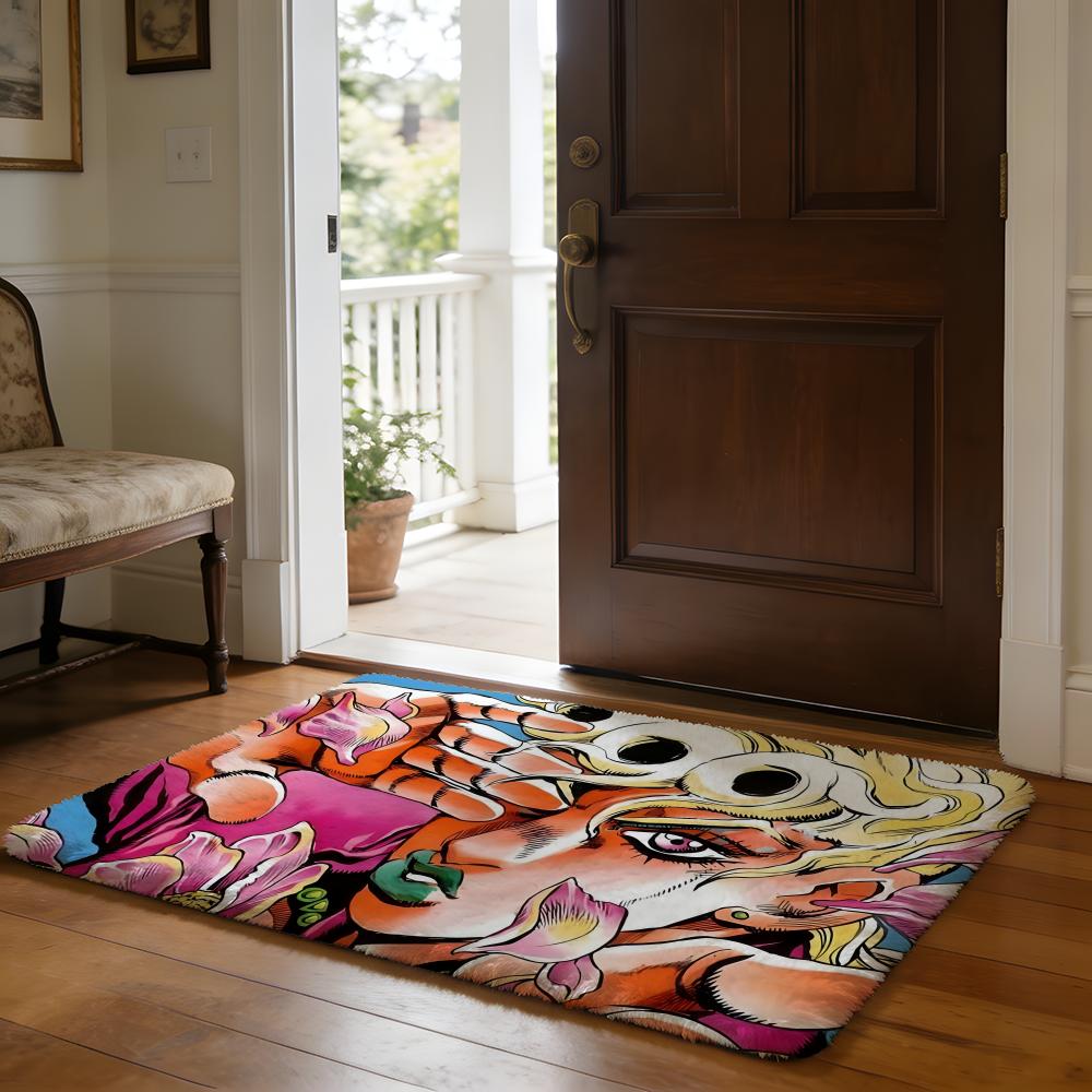 Fußmatte Weicher Flanellteppich Rutschfeste Saugfähige Matte für Badezimmer Schlafzimmer Heimdekoration Anime J JoJos Bizarre A Adventure