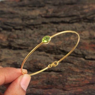 Peridot brangakmenio, geltono aukso spalvos apyrankė, 100 % 925 sterlingų sidabro rankų darbo papuošalai
