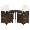 Vidaxl 5-Cz. Garden Furniture Set With Cushions, Brown, Poly Rattan