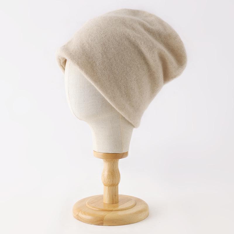 Women s Cashmere Hat & Scarf: 100% Pure Cashmere, Solid Color, Warm Ear Protection, New Style One Size бежевый