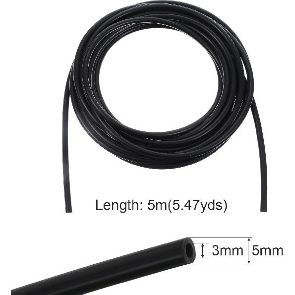 16.4 Feet Black Vacuum Hose ID 1/8 Inch(3Mm) High Temperature Silicone Vacuum Tubing Hose, 3/16Inch(5Mm) Vacuums Tube, Line Kit For Automotive And