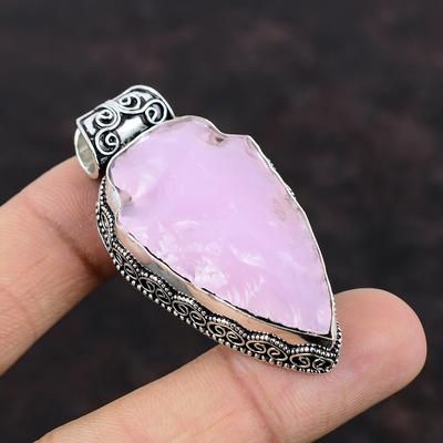 Rosa Chalcedon Roh Anhänger Edelstein Schmuck Handgemacht Vintage Anhänger 925 Sterling Silber Anhänger Messer Muschel Form Anhänger Geschenk für Mama