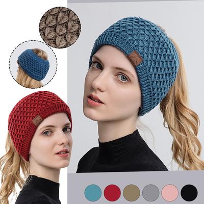 Damen Sport Strick Haarband Kopfbedeckung Leere Top Wollmütze