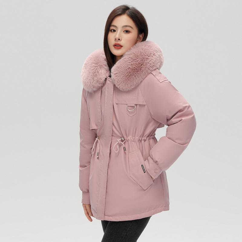 

Плюшевая и Утепленная Парка Короткое Пальто для Женщин Осень и Зима Пуховое Хлопковое Пальто XXXL розовый