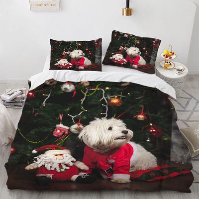 2/3pcs 3D Cute Dog Print Duvet Cover Set (1 Duvet Cover + 1/2 Pillowcase ), Pug Dog Bedding Set For Bedroom Dorm Room