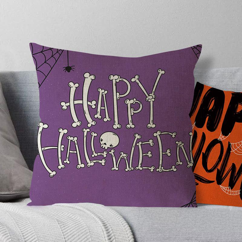 Funda de Almohada de Lino de Halloween Impresión Digital Decoración Festival de Halloween Almohada para Sofá