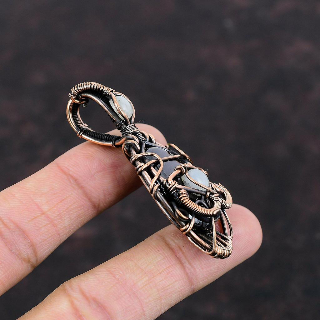 Evil Eye Sugilite Pendant Copper Wire Wrapped Pendant Unique Gemstone Pendant Rainbow Moonstone Jewelry Gift For Mom Handmade Copper Jewelry