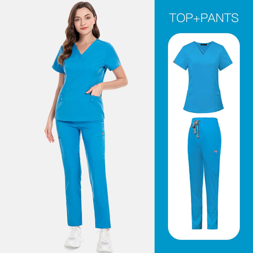 Beauty Salon Overalls, Operating Room Hand Washing Clothes, Hand Washing Clothes, Short-Sleeved Doctor Elastic Nurse Clothes Set