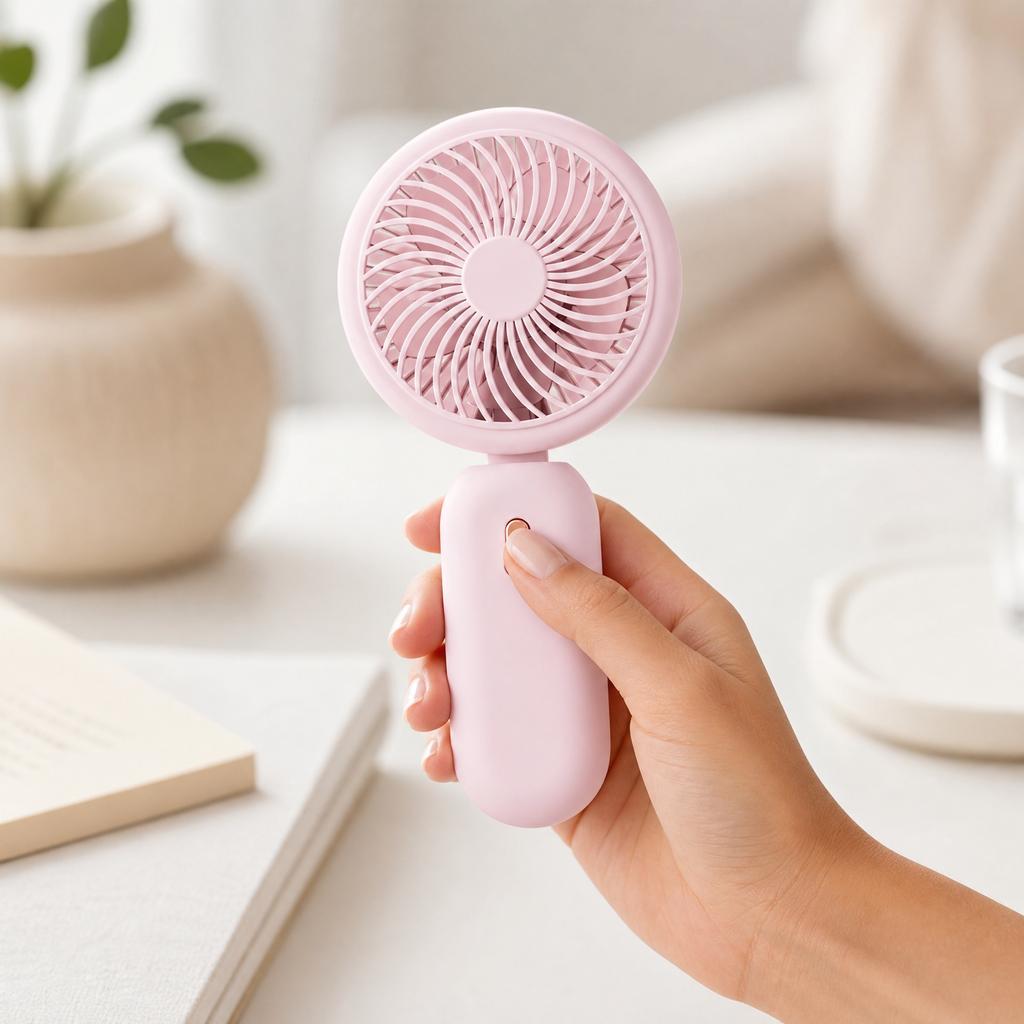 Mini Handheld Rechargeable Fan Portable Personal Cooling Device with 3 Adjustable Speeds and 1 to 3 Hours Battery Life USB Charging