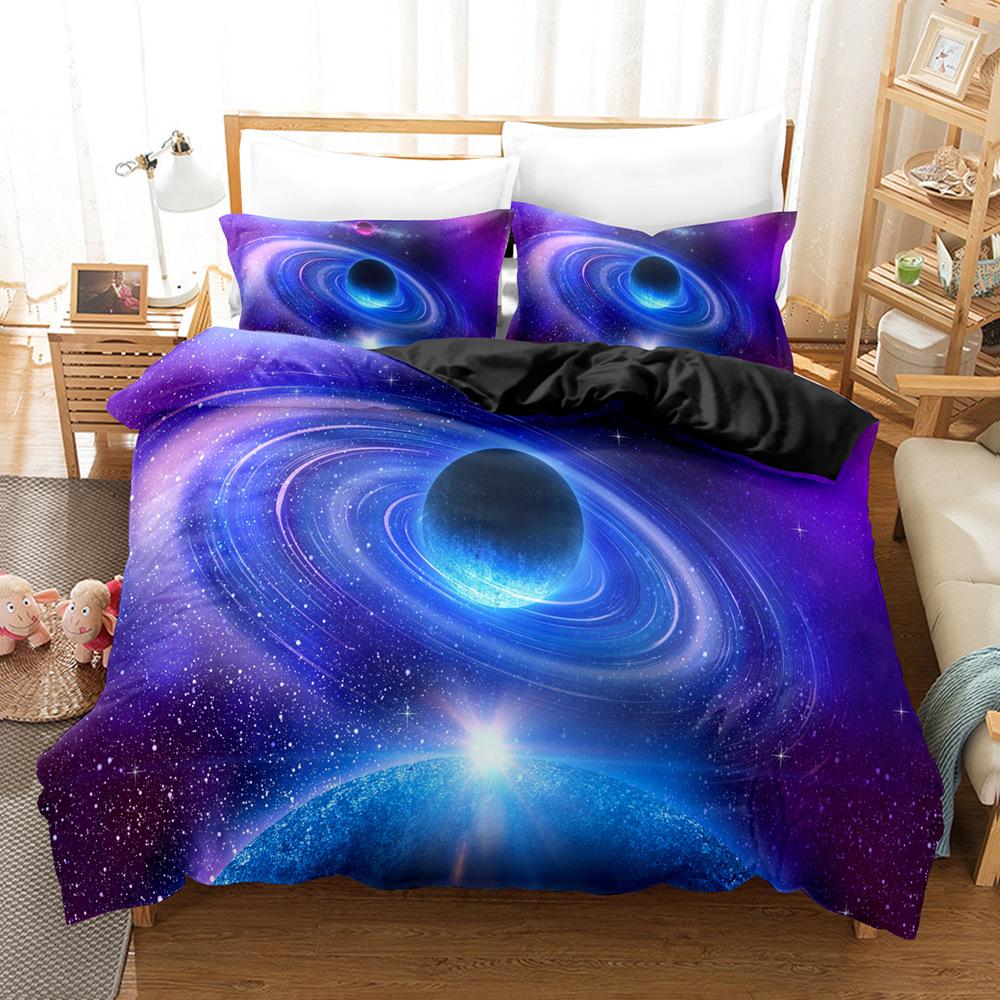

3D Planet Постельное белье Вселенная Пододеяльник Наволочка 2/3 шт. DE135 * 200 Полный размер Быстросохнущий мягкий домашний текстиль AU Double 180x210cm
