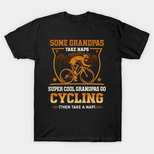 Men Black Print T-shirt Some Grandpas Take Naps Real Grandpas Go Cycling Funny No-Cut Transfer Paper Print Cotton Tshirt 2XL чёрный
