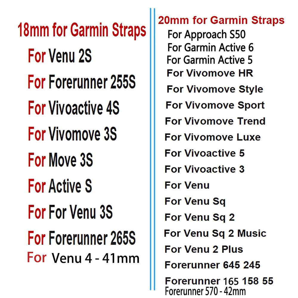 20 18MM Watchband Bracelet For Garmin Venu3S 2S Sq Vivoactive4S Vivomove 3S Rey Active S PU Leather SmartWatch Band Wrist Straps