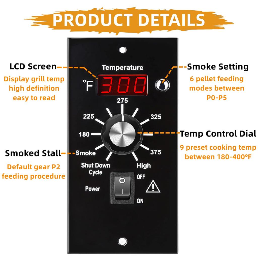 Digital Temperature Controller Replacement Parts BAC236 for Traeger Wood Pellet Grill Smoker, Upgrade Control Board Replacement Parts with 7" RTD