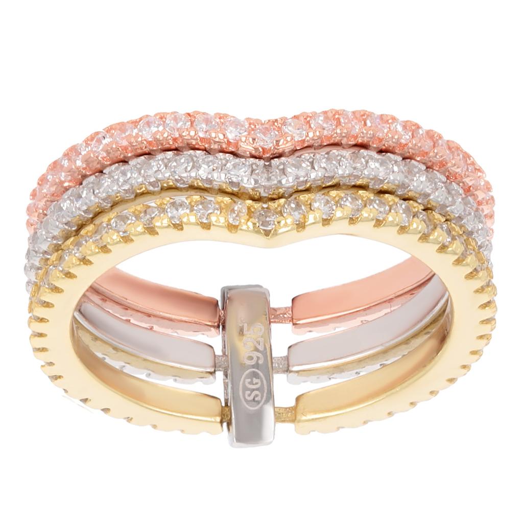 Sølvring 'Sissi' 3 toner (rhodium) - 5 mm