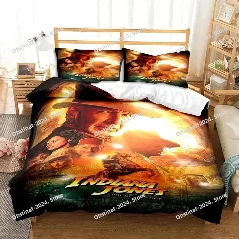 Indiana Jones Le Cadran de la Destinée Ensemble de Literie Élégant Couette Imprimée Housse de Couette Housse de Coussin Ensemble 3 Pièces Taille Enfant Adulte
