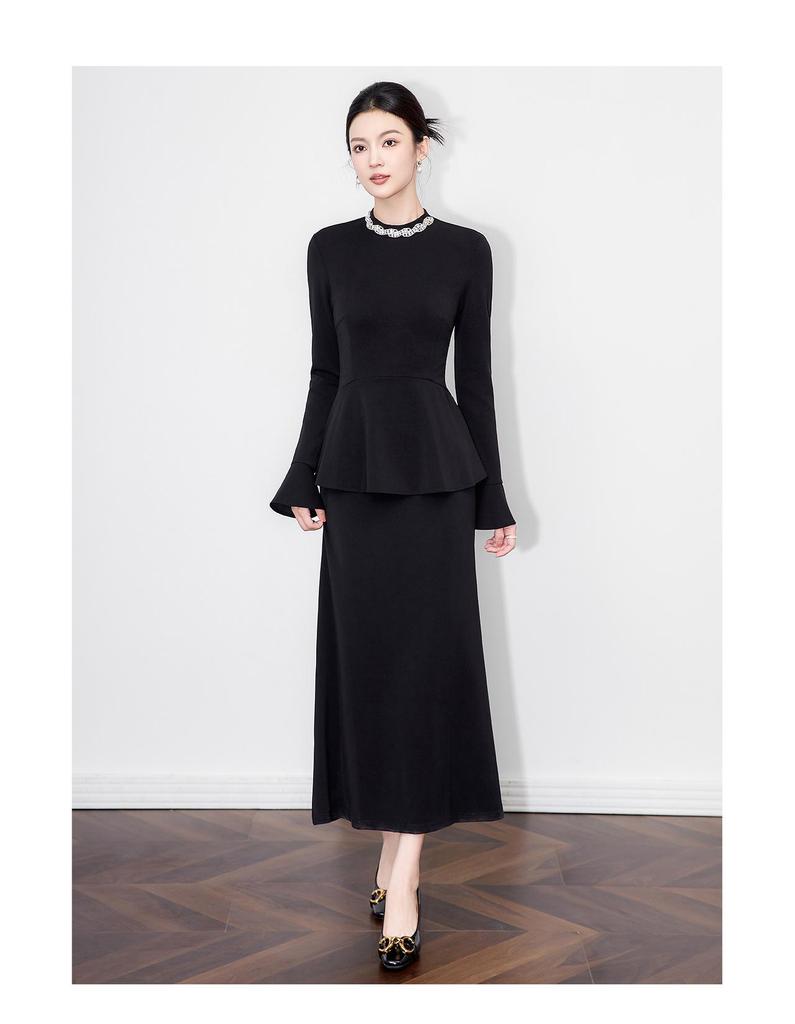 Autumn Style Slimming Rhinestone Waist-Hugging Evening Dress