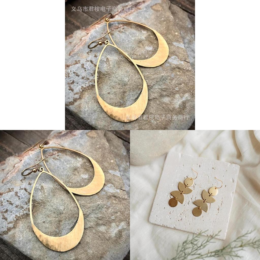Fashion Brass Oval Hoop Earrings With Electroplated Finish For Womens Stylish Office Wear