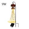 Warm White Hanging String Lights Solar Powered Christmas Garden Light, Outdoor Metal Stake Family Gathering Backyard Ambiance Star Snowflake Waterfall