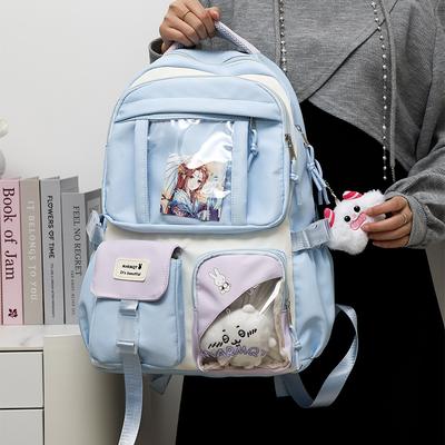 Campus Schoolbag Female Junior High School Cute Japanese Transparent Pain Bag Backpack Female Large Capacity Student Backpack Female