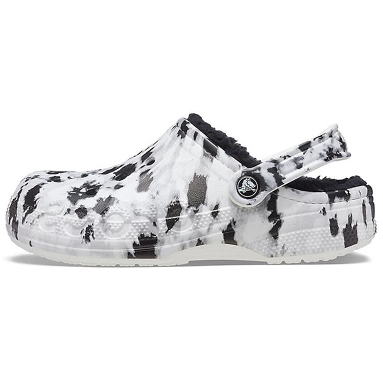 Crocs Baya Lined Clog Fleece Lined Unisex White Gray Slippers White Grey Men s 205975-10M EU 36-37