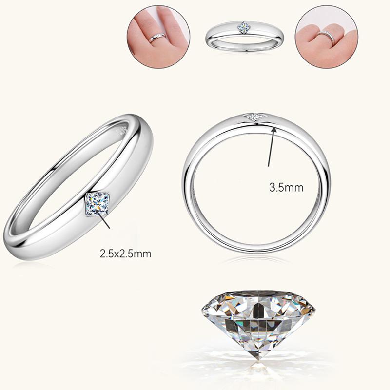 Smyoue 0.15-0.2CT Princess Cut Moissanite Rings for Women Engagement Bride Jewelry 100% S925  Silver Birthday Gift GRA