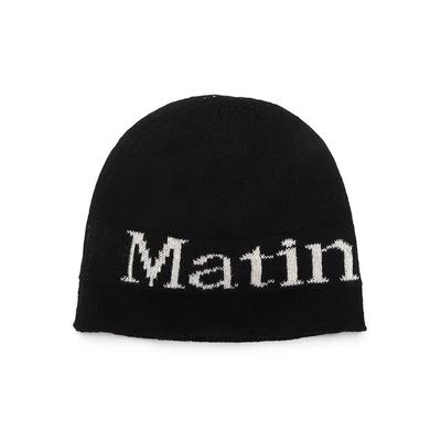 LOGO LEINEN KURZE BEANIE IN SCHWARZ