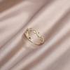 Korean   Fashion Jewelry 14K Real Gold Plated Zircon Hollow Twist Ring Elegant Women's Opening Adjustable Daily Work Rings
