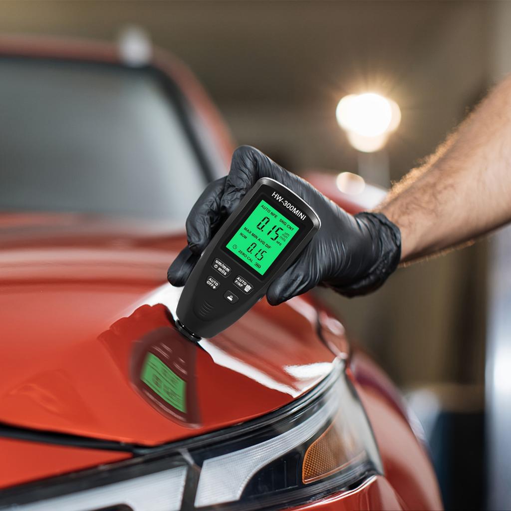 Car Paint Thickness Meter, 0-2000um Coating Detector, Backlight LCD, Auto Calibration, Data Hold, Fe&Non-Fe Auto Detection, Practical Gift