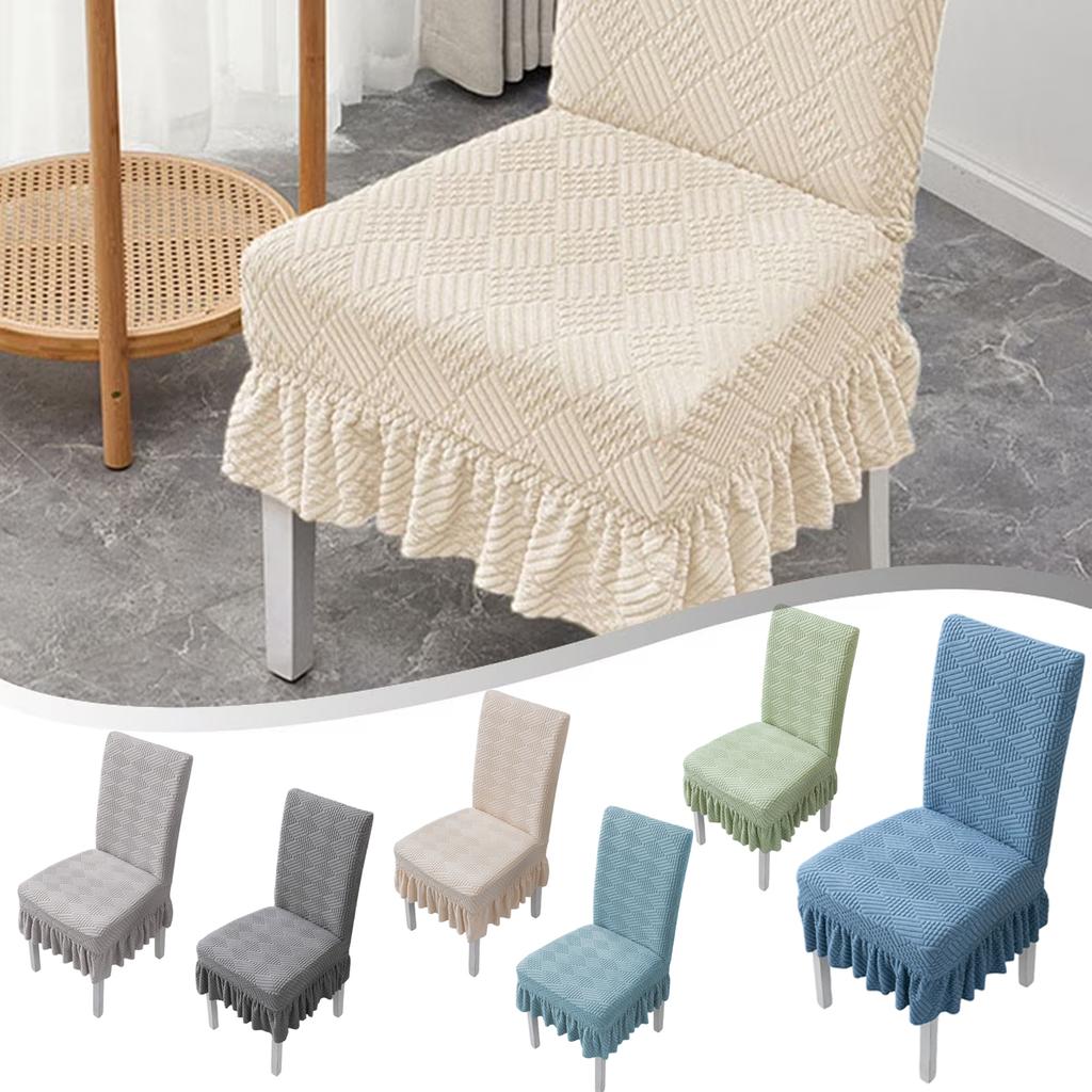 Stretch Chair Cover Skirted One Piece Dining Chair Slipcover Elastic Fabric Durable Texture Fit Most Standard Chairs