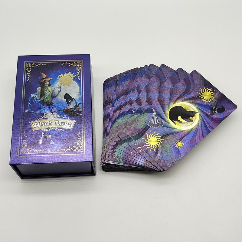 Neues Muster Goldfolie Tarotkarten Hexe Göttlich Prädiktives Brettspiel Wasserdicht Geheimnis Deck Für Anfänger Und Sammler