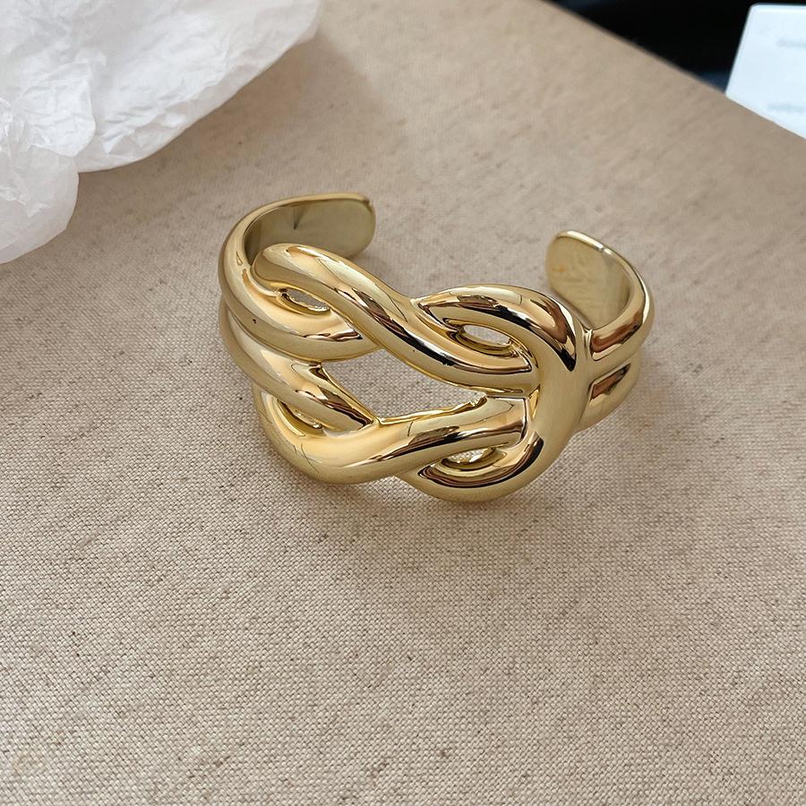 Irregular Geometric Glossy Opening Bangle for Women Personality Metal Bangles Exaggerated Design Fashion Jewelry Party Gift A1