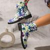 Fashion 2025  Boots Women's Lace-up Booties Printed New European and American Fashion Platform British Short