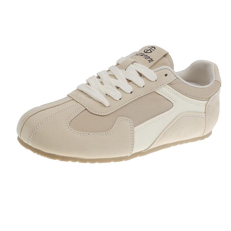 Fashionable contrasting shoelaces round square head casual style women's college style sports board shoes