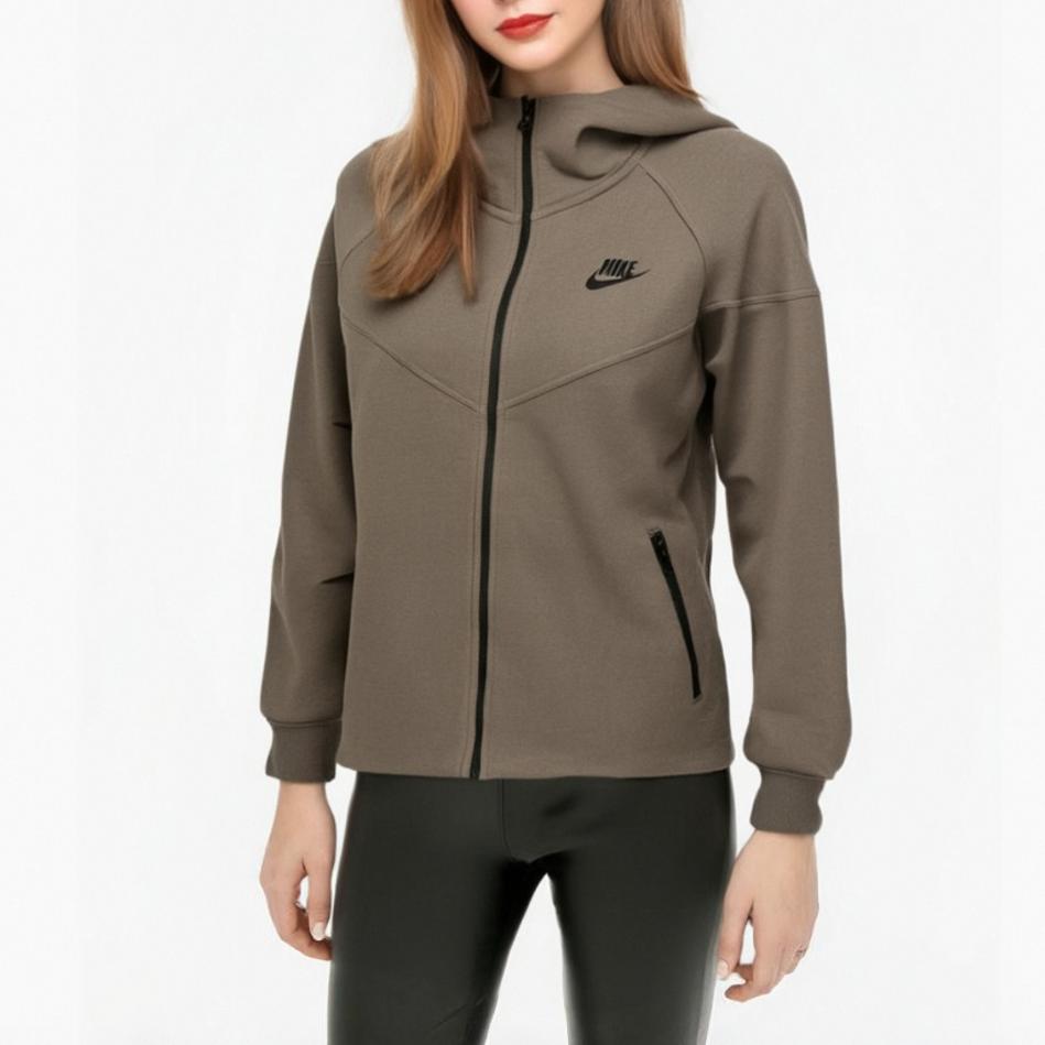 New Nike AS W NSW TCH FLC WR FZ HDY Jacket Women's Brown FB8339-233