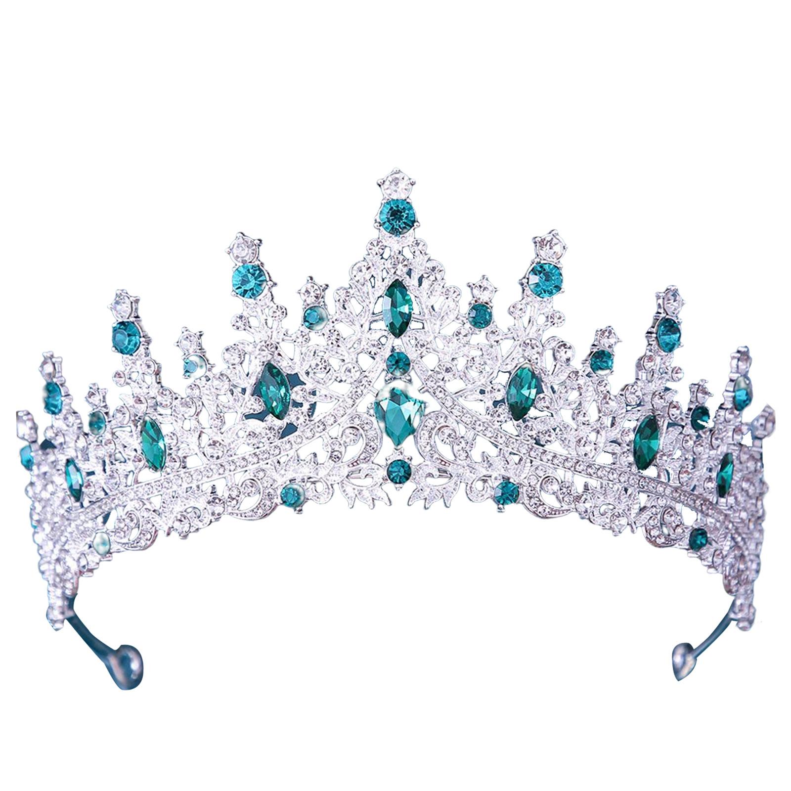 

Shinning Bridal Crown Rhinestone Tiara Headwear Princess Headpieces for Birthday Stage Productions Costume Halloween Festival зелений