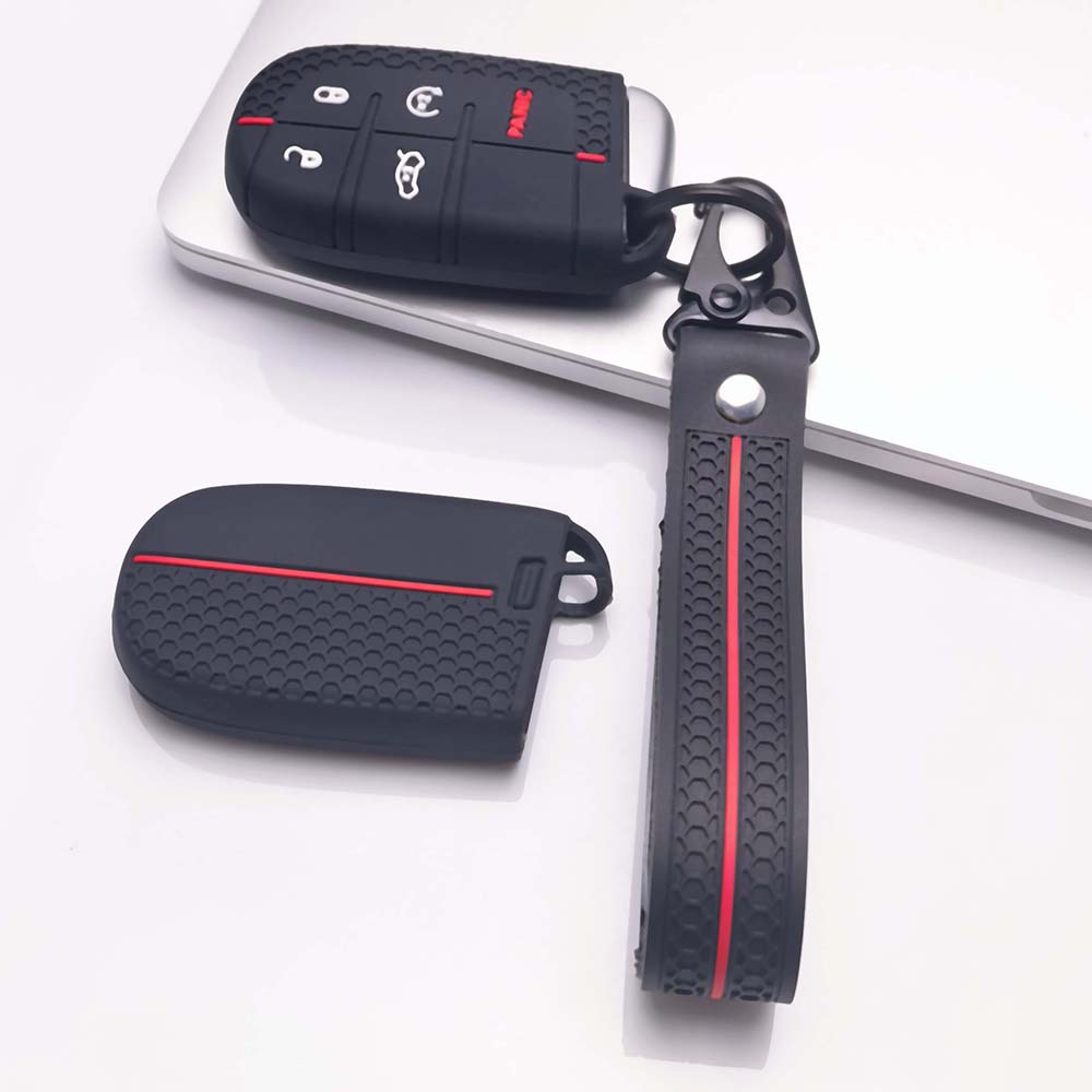 Key Fob Cover for Jeep cherokee charger challenger durango grand 300 pacifica with Keychain Anti-Scratch Guard Shockproof Protection