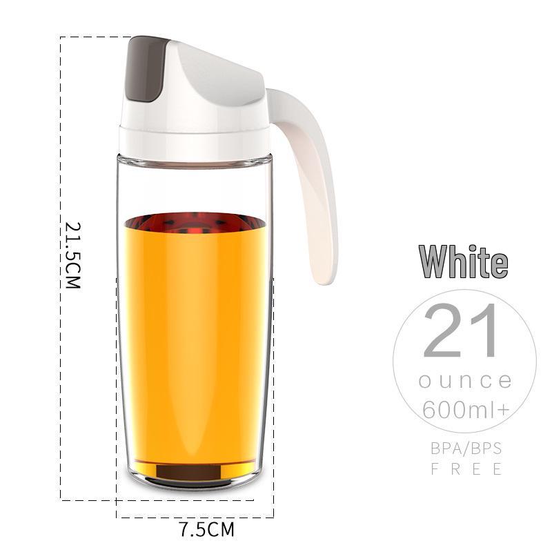 

Automatic Open/Close Glass Oil Dispenser: Dustproof, Leakproof, Transparent Oil & Vinegar Bottle with Lid.