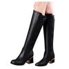 Women White Leather Knee Bare Boots Square High Heel Casual Long Tube Booties Lady Sexy Over Knee Thigh High Boots Lady Winter