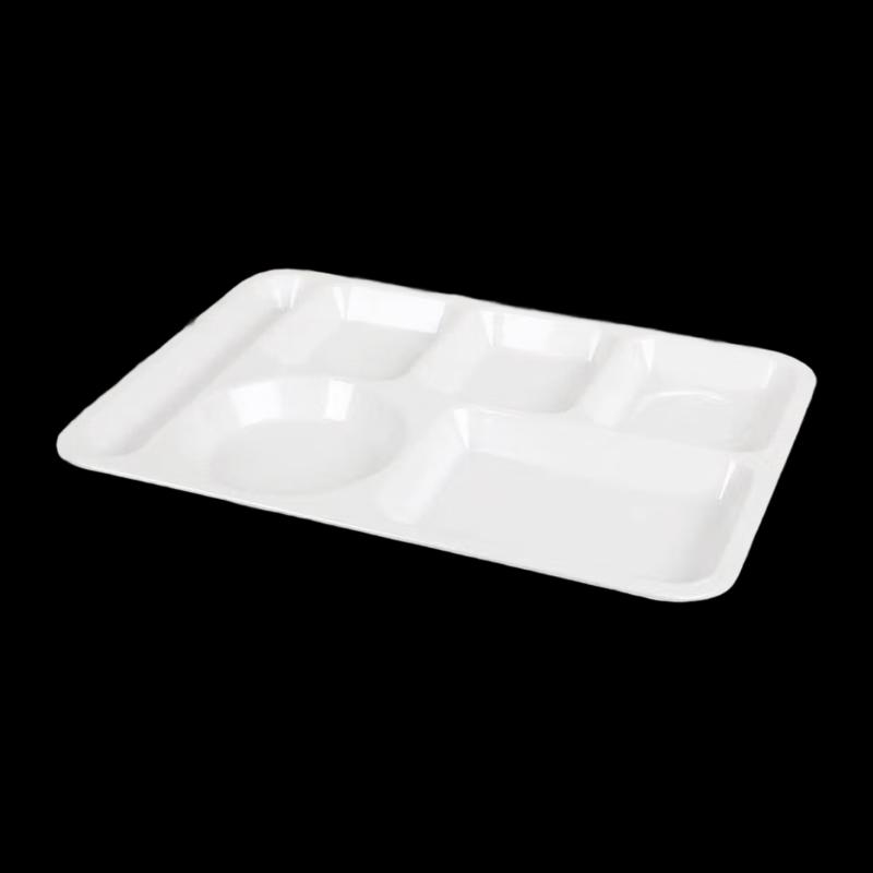 NHZHIW Round Melamine 6-Compartment Canteen Tray