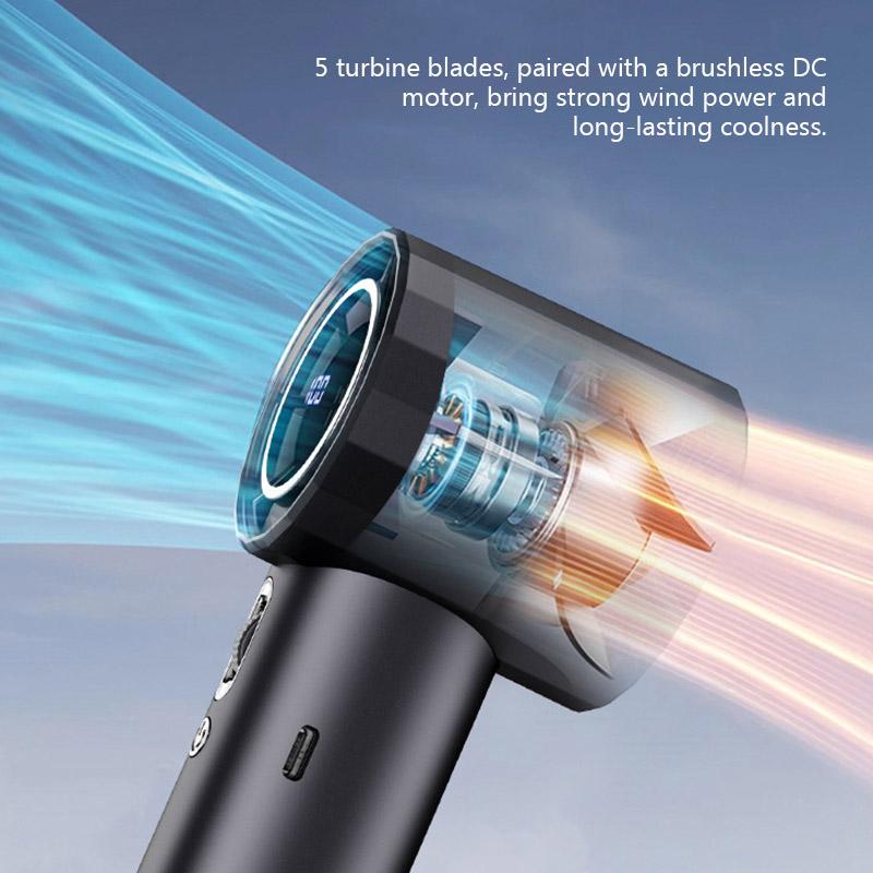 NEW Handheld Portable Fan 100 Wind Speeds Adjustable USB Charging Mini Outdoor Turbo Long-lasting High Speed Fan with Display