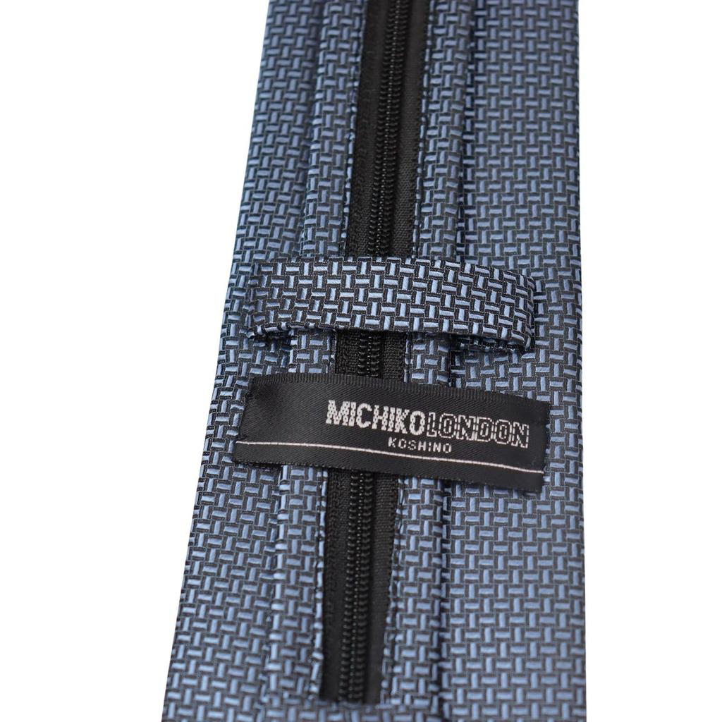 [Michiko London] Freshers' One-Touch Brand Necktie, Gift Box Included, Stylish Silk Blend Zipper Tie, No-Tie, Easy to Wear, Navy MKZP-30-A