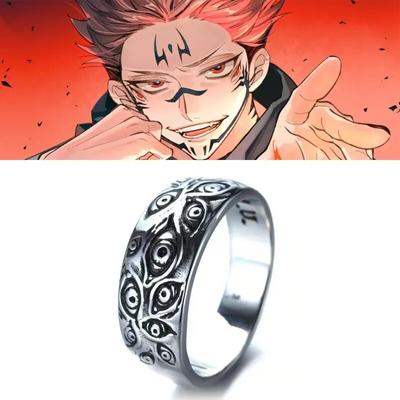Anime Jujutsu Kaisen Yüzükler Ryomen Sukuna Cosplay Siyah Ölü Göz Unisex Yüzük Prop Takı Hediye Aksesuarları Toptan