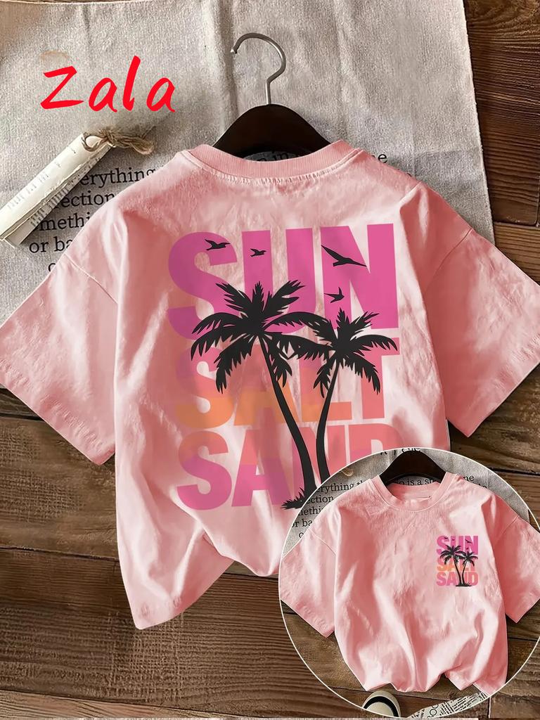 Sun Salt Sand Tree Beach Graphic Unisexs Tshirt Soft Crew Neck Female Top Tee Summer Casual Short Sleeved Unisexs Clothing