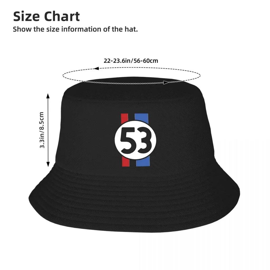 Herbie Stripes 53 Bucket Hats Panama Hat Children Bob Hats Outdoor Cool Autumn FisherUnisex Hats For Summer Beach Fishing Caps