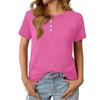 Women's Fashionable Casual Summer V-neck Button Short-sleeved Top