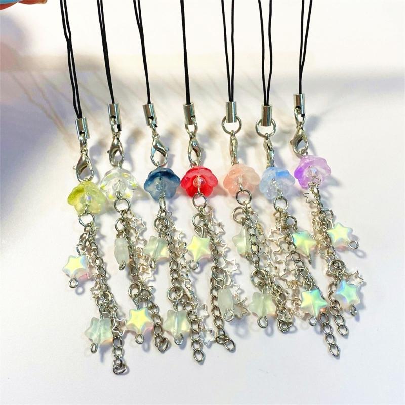 Phone Lanyard Wrist Strap Jellyfish Star Keychain Chain Phone Charm Antilost Y2K Cellphone Strap Hanging Cord for Women