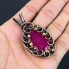 Kashmiri Red Ruby Gemstone Pure Copper Wire Wrapped Handmade Jewelry Pendant